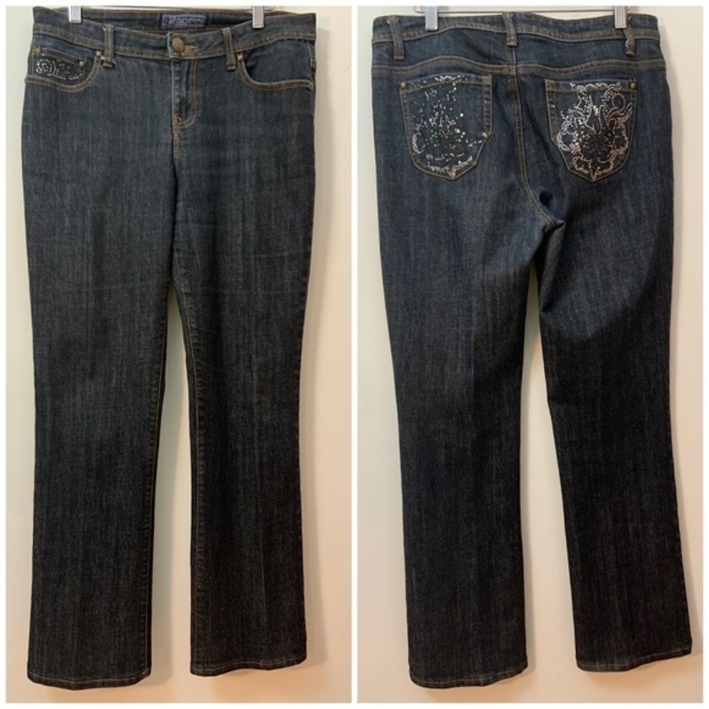 Baccini Bling Pockets Dark Wash Blue Denim Jeans